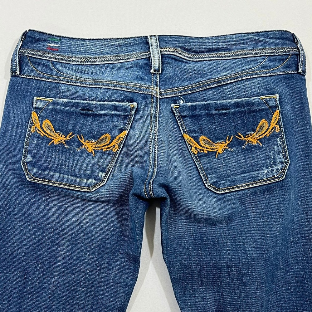 Diesel Lowky B.C. Bootcut Jeans Low Rise Embroidered Blue Womens Size 27 Fits 30 - Picture 13 of 16